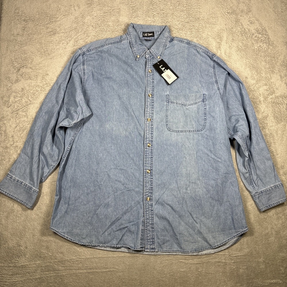 L.A.T. Sport Jean Denim Long Sleeve Shirt Lightweight Size‎ XXL New *READ*